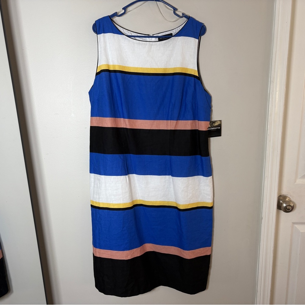 Liz Claiborne Colorblock Midi Dress - Blue, Black, White, Yellow, Pink
